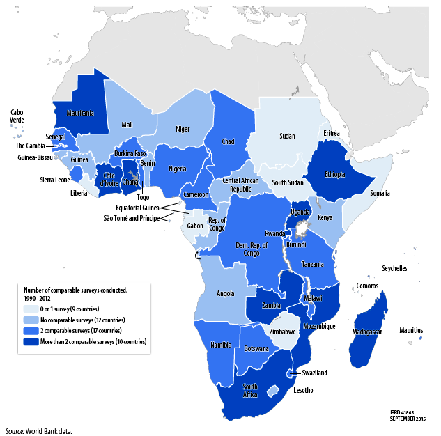 Map 1: Lack of comparable surveys in Africa makes it difficult to measure poverty trends Map 1: Lack of comparable surveys in Africa makes it difficult to measure poverty trends