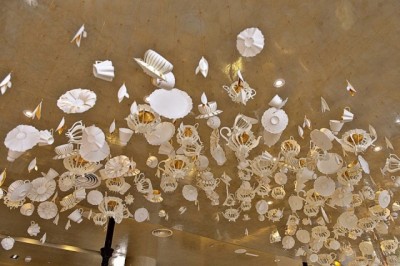 Tashas Dubai ceiling paper art installation by Elonah O'Neil Reid from Studio Meer in South Africa Tashas Dubai ceiling paper art installation by Elonah O'Neil Reid from Studio Meer in South Africa