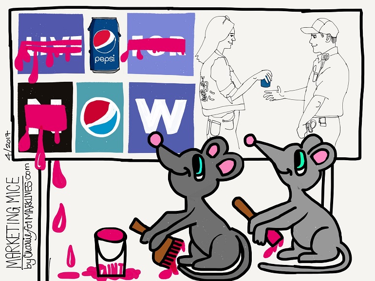 The Marketing Mice 2017 04 12 Pepsi and Kendall Jenner - cartoon The Marketing Mice 2017 04 12 Pepsi and Kendall Jenner - cartoon
