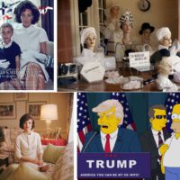 Collage - Interview, South Carolina by Stephen Shore Aiken, Jackie Kennedy by Mark Shaw, The Simpsons Season 11 Episode 17 Bart to the Future