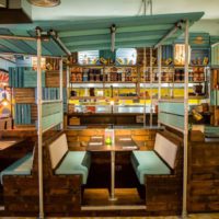 Gold Brands Las Iguanas turquoise wood panel